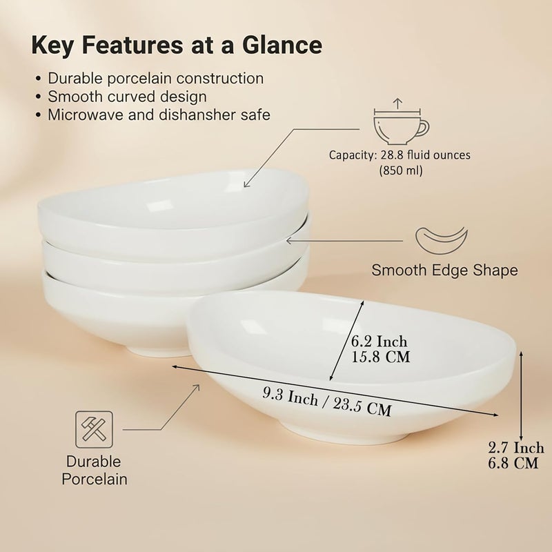 dingdaer Au Gratin Baking Dishes 9'' x 6'', 28 OZ Ceramic Oval Baking Dish for Single Serving, Individual Casserole Dishes Oven Safe, Set of 4 Oval serving bowl for food, Side Dishes, Salad, Pasta - Image 2